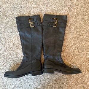 Franco Sarto Black Leather Buckle Boots